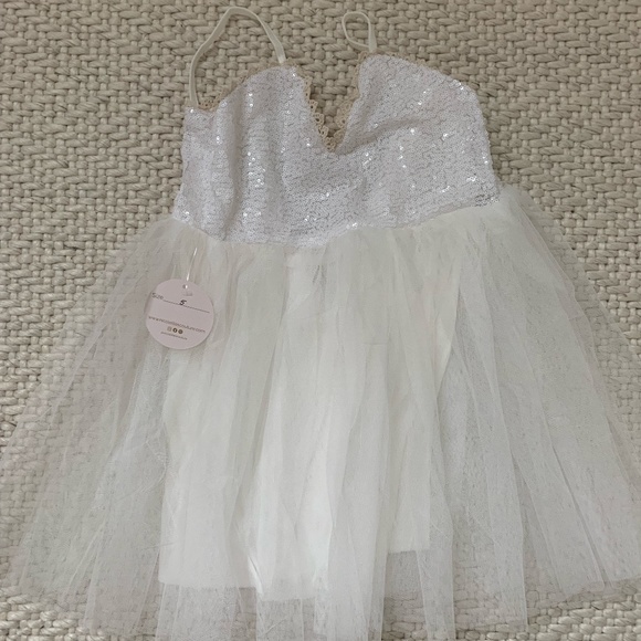 White Sequin Tulle Dress by Nicolette's Couture - Picture 1 of 4
